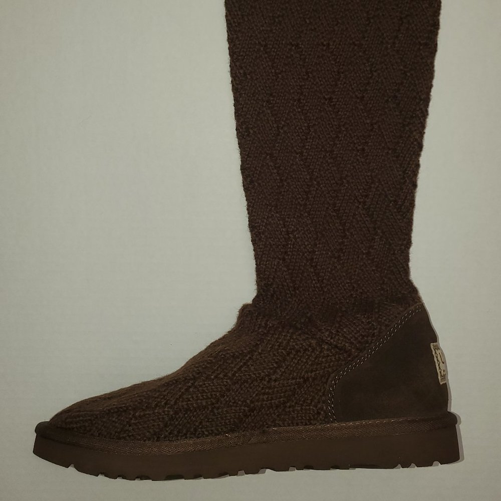 UGG Classic Tall Marquis Knit/Sweater  Boots #5807 Brown Size 8
